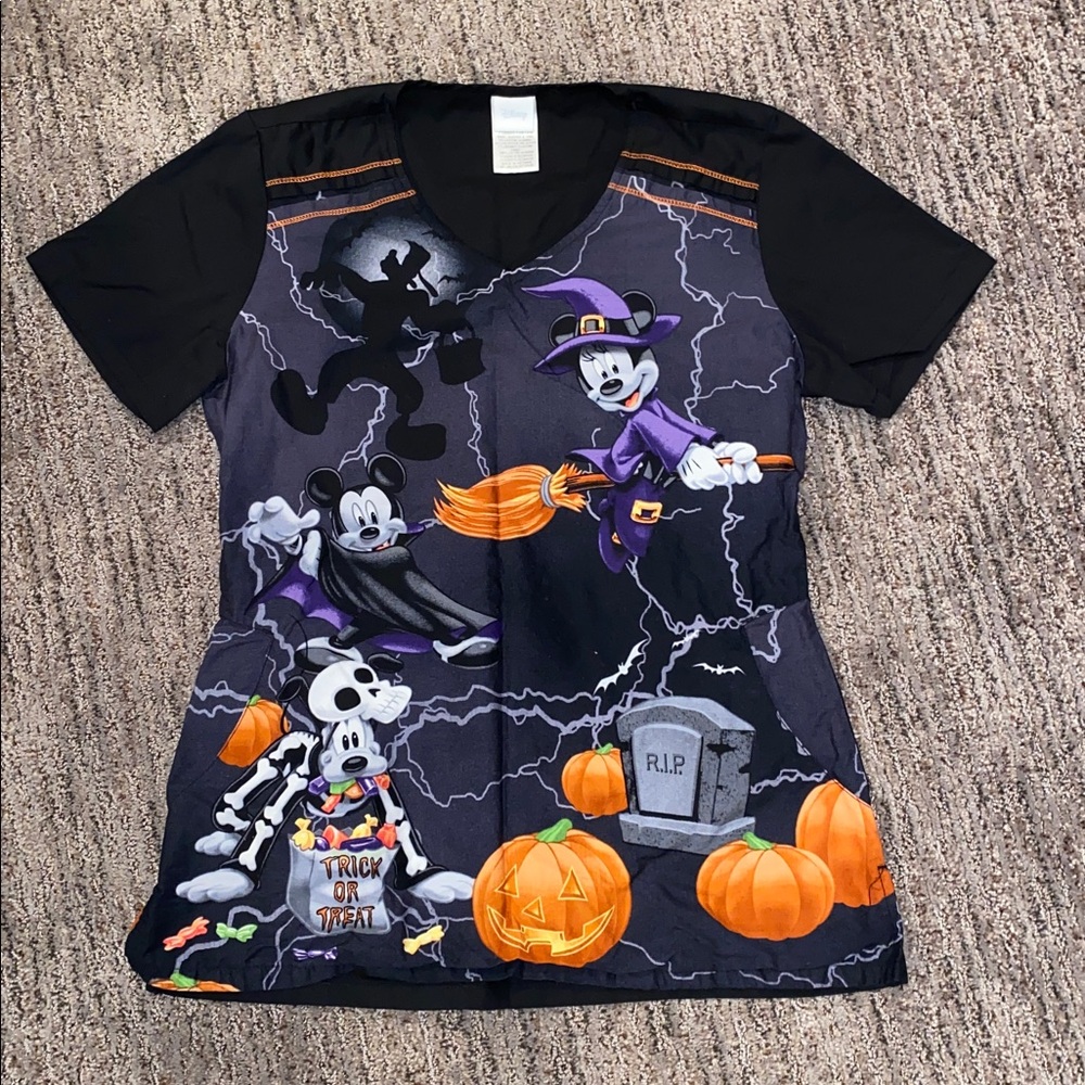 Disney Mickey/Minnie Halloween Scrub Top Size XS